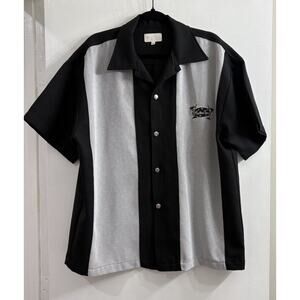 XXL Mens Martini Time Bowling Shirt Rockabilly Short Sleeve Button Up Gray Black